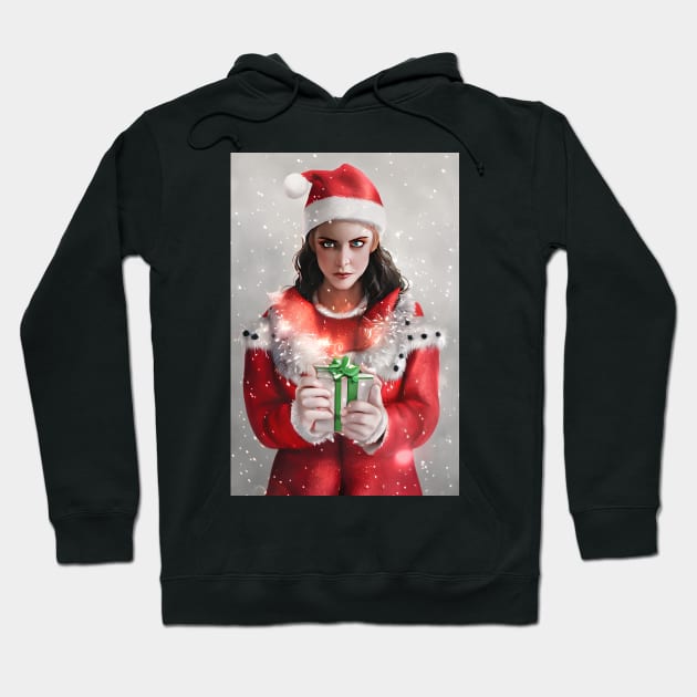 Beautiful Girl Portrait In Santa Claus Costume 2 Hoodie by AIPerfection